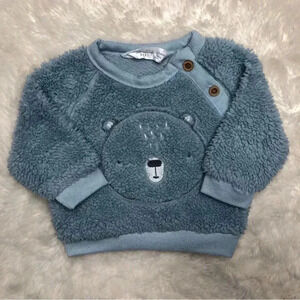 Rene Rofe Baby Sweatshirt Blue Bear  Size 0-3 Months